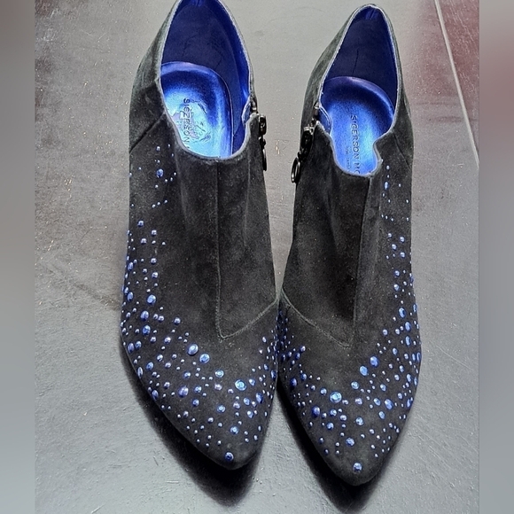 Sigerson Morrison Suede Booties With Blue Gems - Picture 3 of 10